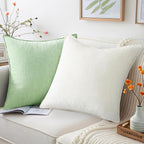 decorUhome Couch Throw Pillow Covers 22x22 Set of 2, Decorative Soft Euro Neutral Chenille Pillow Covers with Elegant Design for Sofa Bed Living Room Home Decor, Cream White
