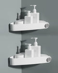 Sotfamily Shower Caddy Corner, 2 Pack Adhesive Corner Shower Shelves for Bathroom Organizers and Storage, Rust Free Plastic Rack for Bathroom Accessories & Decor, White