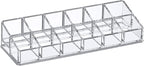 Amazing Abby - Glamour - 12-Slot Acrylic Nail Polish Organizer, Lipstick Holder, Lip Gloss Organizer, Cosmetic Storage Display, Perfect Storage Solution for Drawer, Vanity, Bathroom, and More