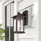 MICSIU Dusk to Dawn Outdoor Wall Light Fixture, Oil Rubbed Bronze Exterior Wall Sconce with Clear Seedy Glass, 12.25 Inch Outside Lights for House, Garden, Garage, Patio, Doorway, Pathway, Balcony.