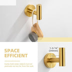 Angle Simple Bathroom Towel Hook, SUS304 Stainless Steel Bath Towel Holder, Robe Hook for Wall, Brushed Gold