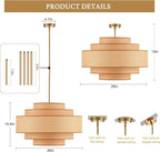 Farmhouse 26" Large Drum Rattan Chandelier 6-Lights Vintage Boho Rattan Chandelier Retro Vintage Bamboo Drum Chandeliers for Dining Room, Kitchen Island, Living Room, Bedroom