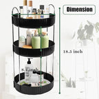 Rotating Makeup Organizer Countertop 3 Tier Lazy Susan Trays Spinning Skincare Perfume Storage for Bathroom Counter Vanity, Black