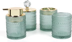 FEILANDUO Bathroom Accessories Set,4Pcs Glass Bathroom Accessories,Vanity Bathroom Decor, Soap Dispenser, Toothbrush Holder Set, Apothecary Jar, Gift for Home Apartment (Green)