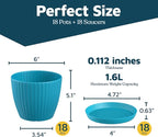 Blue 6-Inch Plant Pots with Drainage & Saucers 18 Pack, Indoor & Outdoor Planters for Houseplants, Herbs, and Flowers, Durable & Weatherproof Material, Stackable, Lightweight, Minimalist Design