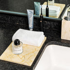 Koville Natural Marble Cutting Board for Kitchen Pastry Bread, 12" x 8" Genuine Marble Cheese Board Stone Tray for Counter, Stone Cutting Boards Bathroom Perfume Jewelry Tray for Decor(Yellow)