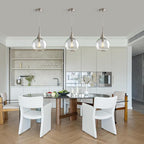 Pendant Lights Kitchen Island: 3 Pack Brushed Nickel Light Fixture Modern with Clear Glass - 10 Inch Mid Century Globe Kitchen Lighting Fixtures Ceiling for Bar