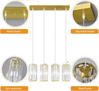 Gold Pendant Lighting Modern Pendant Light, Mini Crystal Chandeliers,Adjustable Pendant Light Fixture for Kitchen Island Dinning Room Corridor Bedroom(Gold 4-Light)