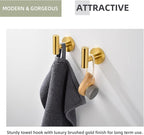 Angle Simple Bathroom Towel Hook 2 PCS, SUS304 Stainless Steel Bath Towel Robe Coat Holder, Heavy Duty Wall Hook, Brushed Gold