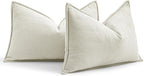 MIULEE Pack of 2 Christmas Cream White Decorative Lumbar Pillow Covers 12x20 Inch Soft Chenille Luxurious Couch Throw Pillows Farmhouse Cushion Covers with Elegant Design for Sofa Bed Home Decor