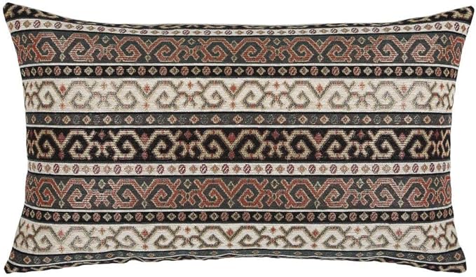 Throw Pillow Covers Khaki and Black - 12 x 20 Inches Decorative Kilim Lumbar Pillows, Boho Room Decor for Couch, Bohemian Outdoor Case for Farmhouse, Ethnic Shams, Aztec Tapestry