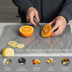 Koville Natural Marble Pastry Board for Kitchen, 16" x 12" Marble Tray Cutting & Charcuterie Board Slab for Countertop, Stone Cheese Resistant Pastry Tray, Rectangular Serving & Chopping Slab - Dark