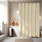Beige Extra Long Fabric Shower Curtain 72 x 90 Inch, Faux Linen Heavy Duty Shower Curtain Water-Resistant, Cream Ivory Modern Shower Curtains Machine Washable for Tall Bathrooms