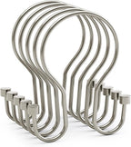 AmazerBath Shower Curtain Hooks Shower Curtain Rings with Cylindrical Design, Metal Nickel Shower Curtain Hooks Rust Proof, Smooth Glide Double Shower Hooks Rings for Shower Curtain