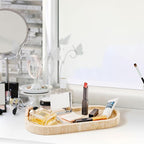 WORHE Marble Vanity Tray 11.8" x 5" Italy Natural Travertine Stone Decorative Trays for Jewelry Candles Perfume, Countertop Storage Organizer for Bathroom Dresser Kitchen Home Decor Beige (WH033)