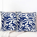 Decorative Throw Pillow Covers Set of 2 Blue Pillow Covers 18x18 inch Short Plush Couch Throw Pillow Cases Floral Throw Pillows,Farmhouse Outdoor Pillow Covers for Sofa Bed Living Room Car