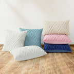Pallene Light Teal Throw Pillow Covers 22x22 Set of 2, Soft Plush Faux Fur Decorative Couch Pillow Covers for Sofa Bed Living Room Pillow Cases with 3D Diamond Pattern