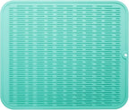 Silicone Dish Drying Mat for Multiple Usage,Easy clean,Eco-friendly,Heat-resistant Silicone Mat for Kitchen Counter or Sink,Refrigerator or Drawer Liner Mint XL 18 inches x 16 inches