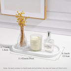 Luxspire Vanity Tray, Toilet Tank Oval Storage Tray, Resin Soap Tray Bathtub Tray, Bathroom Countertop Organization, Vanity Organizer for Candles, Soap, Towel, Plant, Medium, 11.4 Inch, Marble White
