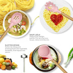 Silicone Kitchen Utensils Set - 446°F Heat Resistant Cooking Utensil Sets, Spatula,Turner,Tongs,Spoon,Brush,Whisk, Wooden Handle Silicone Kitchen Gadgets Tools for Non-Stick Cookware BPA Free (Pink)
