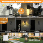Roravilia Motion Sensor Outdoor Light for House with GFCI Outlet, 18” Large Dusk to Dawn Exterior Light Fixture IP65 Waterproof Exterior Lantern Porch Light Patio Garage Wall Sconce, 2 Receptacles