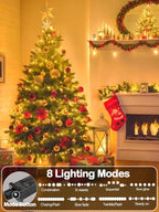 33 FT 100 LED Christmas String Lights Indoor Outdoor, Memory Function & Timer & 8 Modes, UL Certified, Linkable Green Wire Waterproof Twinkle Light for Christmas Tree Party Garden Decor (Warm White)