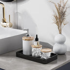 Gurygo Vanity Tray for Bathroom, 10" Ceramic Soap Dispenser Tray for Kitchen Counter, Bathroom Trays for Counter, Kitchen Tray for Soap Bottles (Black, Set/1)…
