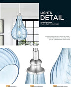 TENGXIN 6 Inch Mini Hanging Light for Kitchen Island,Kitchen Pendant Lighting Over Island,Brushed Nickel Finished Blue Glass Pendant Light,Farmhouse Pendant Light for Dining Room