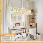 Modern Flower Glass Chandeliers for Dining Room L36” Oval Ceiling Pendant Light Fixture Luxury Gold 8-Light Contemporary Chandelier for Living Room Kitchen Island Bar, E12