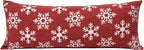 Reversible Christmas Pillow Covers 14x36, Chenille Double-Sided Snowflake & Tree, Cozy Farmhouse Holiday Throw Pillowcases with Hidden Zipper for Sofa, Couch and Bed(Red,36x14)