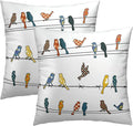 Birds Throw Pillow Covers 16 x 16 Inches Set of 2 Rustic Farmhouse Vintage Rowley Bird Print Multicolor Cotton Linen Pillowcase for Couch Sofa Car Office Decoration