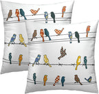 Birds Throw Pillow Covers 16 x 16 Inches Set of 2 Rustic Farmhouse Vintage Rowley Bird Print Multicolor Cotton Linen Pillowcase for Couch Sofa Car Office Decoration