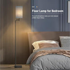 Floor Lamp for Living Room, 3 Color Temperatures Modern Standing Tall Lamps for Bedroom, Elegant Linen Shade, Minimalist Stand Up Pole Lamp for Office Kids Room Reading, Blue