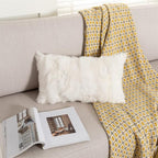 Throw Pillow Covers Fur Rabbit Skin Fur Sofa Pillow Case Cushion Cover (White, 30×50cm（12in×20in）