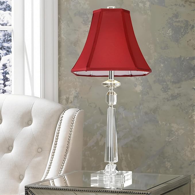 2 Pcs Wine Red Square Cute Lamp Shades Octagonal Faux Silk Lampshade Replacement Medium Lampshade 6.5×13×10.6IN(Spider) Vintage Lamp Shade for Table & Floor Lamp - Easy Assembly