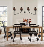 Electro bp;47" W 4-Light Linear Kitchen Island Lighting Fixture Classic Chandeliers Matt Black with Black Linen Shades 160W