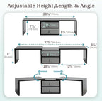 TEAMIX Dual Monitor Stand Riser with 2 Drawers-Length and Angle Adjustable 3 shelf Monitor Riser with Storage Desk Organizer Large Computer Monitor Stand for 2 Monitors/Laptop/PC,Wood Screen/TV Stand
