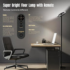 GLOWRIUM-H3B Floor Lamp for Bedroom, 71 Inch Bright LED Modern Corner Lamp with Remote, 4 Color Temperatures Tall Standing Reading Lamp with Timer for Bedroom, Stepless Dimmable, Rotatable Head