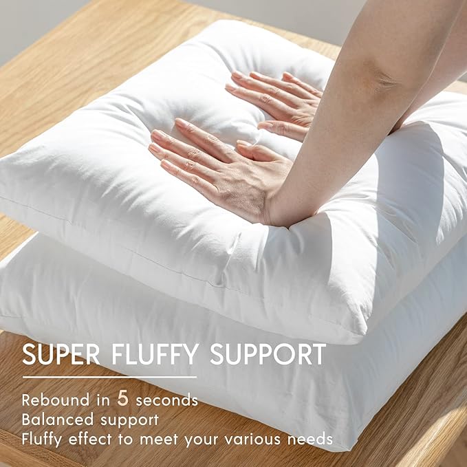 Phantoscope Premium Outdoor Pillow Inserts - Pack of 2 Square Form Water Resistant Polyester Throw Pillows, Couch Sham Cushion Stuffer, 22 x 22 inches