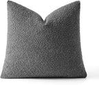 MIULEE Textured Boucle Throw Pillow Cover Dark Grey Accent Solid Eruo Sham Pillow Case Decorative Soft Pack of 1 Couch Cushion Chair Sofa Bedroom Livingroom Home Decor,24x24 Inch