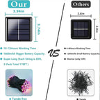 2 Pack Solar Halloween Lights Outdoor, 170 FT 480 LED Solar String Twinkle Light for Outside with 8 Modes & Memory Function, Waterproof Light for Tree Yard Horror Party Decorations (Orange & Purple)
