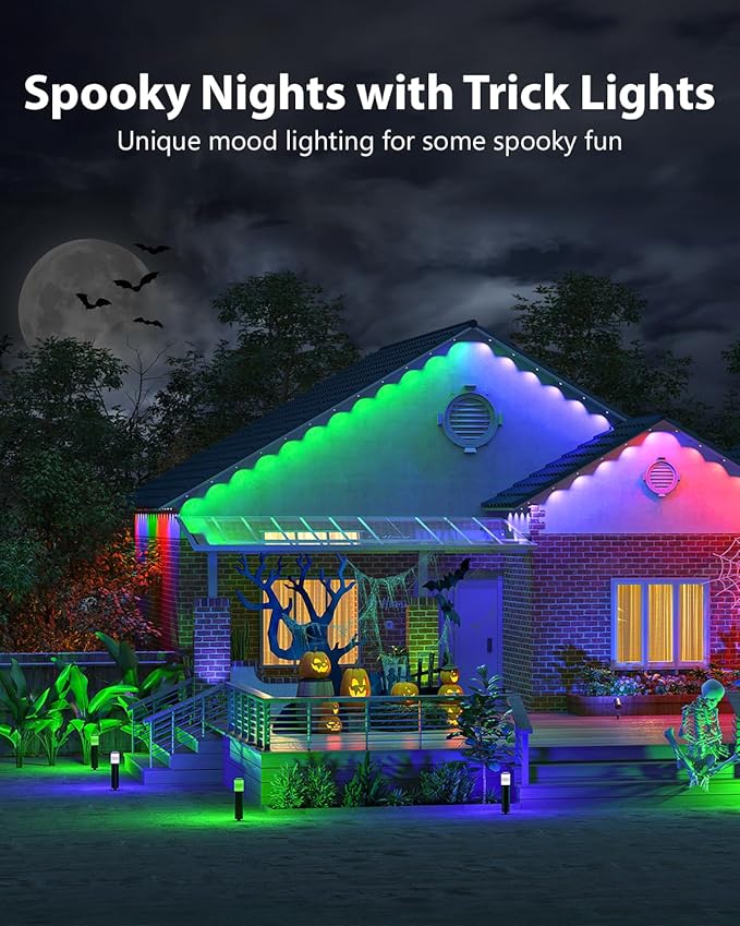 Lumary Permanent Outdoor Lights Pro with Remote, 40LED 53ft for House, 2000lm RGBAICW Smart Eave Light, Work with Alexa Google, Multi Scene for Daily Halloween Christmas Decor, IP67 Waterproof, White