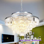 Crystal Chandeliers Modern Style Chrome 39 inch & Lights Round Hanging Classic Pendant Ceiling Chandelier Lighting Fixture 7-Tier for Dining Room Living Room