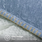 decorUhome Chenille Soft Throw Pillow Covers 12x20 Set of 2, Lumbar Velvet Farmhouse Neutral Decorative Euro Pillow Covers with Stitched Edge for Couch Sofa Bed Home Decor, Blue