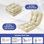 Outdoor Chair Cushions Set of 2, Patio Chair Cushions with Ties, 19x19+5” Tufted Outdoor Seat Cushions, Waterproof Patio Furniture Cushions, Outdoor Dining Chair Pads, Beige