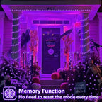 QITONG 4 Pack Purple Solar Fairy Lights, Each 33ft 100 LED Halloween Lights Outdoor Waterproof, 8 Modes Copper Wire Mini String Lights