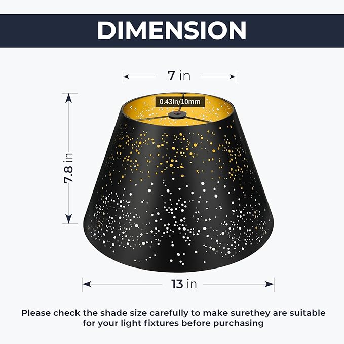 Medium Lamp Shade, ALUCSET Barrel Metal Etching Process Lampshade for Table Lamp and Floor Light, 7x13x7.8 inch, Spider