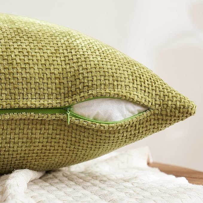 MIULEE Pack of 4 Fall Burnt Orange Couch Throw Pillow Covers 16x16 Inch Yellow Green Soft Decorative Chenille Pillows Farmhouse Accent Cushions for Boho Home Decor Spring Sofa Bedroom Living Room