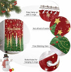 Vandarllin Christmas Shower Curtain, Merry Christmas Shower Curtains Set with Hooks, Gold Star Xmas Tree Snowflakes Waterproof Bathroom Curtains Xmas Holiday Decor Home Accessories,Stall Long 54 X 78
