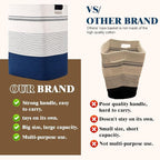 Laundry Hamper, 95L Tall Laundry Basket with Leather Handles, Rectangle Large Clothes Hamper for Organizing, Cotton Woven Laundry Baskets Storage Hampers for Bedroom, Nursery, Living Room